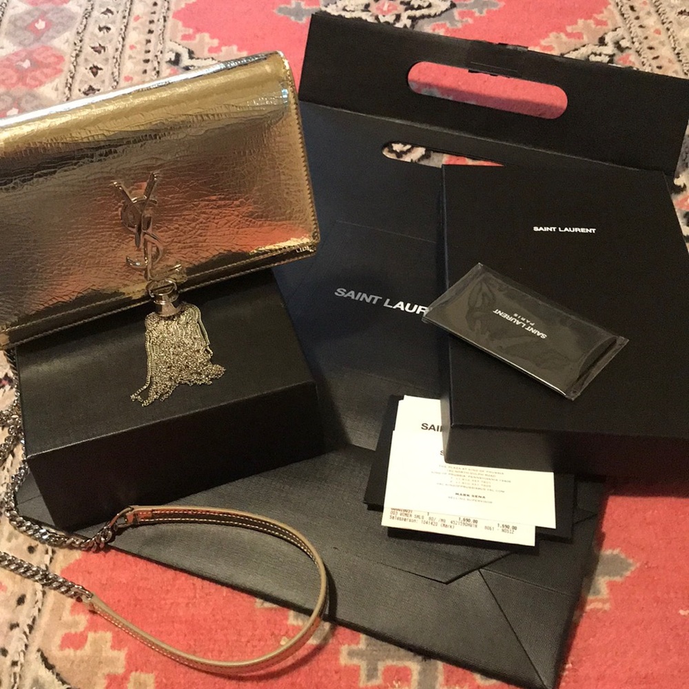 BNWT Authentic YSL tassel metallic crossbody
